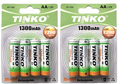 8 x AA 1300 mAh Rechargeable Batteries Battery NiMH HR6 LR6