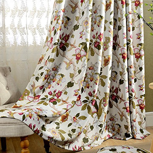 MYRU 2er-Set Romantische Gardinen Vintage Creme Vorhänge Klassische Blickdicht Vorhänge für Schlafzimmer Wohnzimmer (160 * 140 cm)
