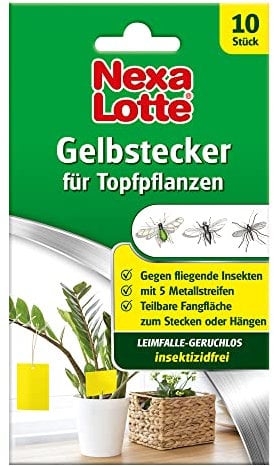 Nexa Lotte Gelbstecker, Gelbsticker, insektizidfreie, beidseitig beleimte Leimfallen zum Schutz von Zierpflanzen, 10 St.