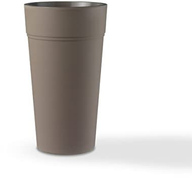Teraplast STEM Diametro 33cm, Altezza 65cm - Vaso Alto da Esterno E da Interno in Plastica Opaca, Colore Marrone, 100% Riciclabile con Riserva d'Acqua. Portavaso Alto A Base Circolare.