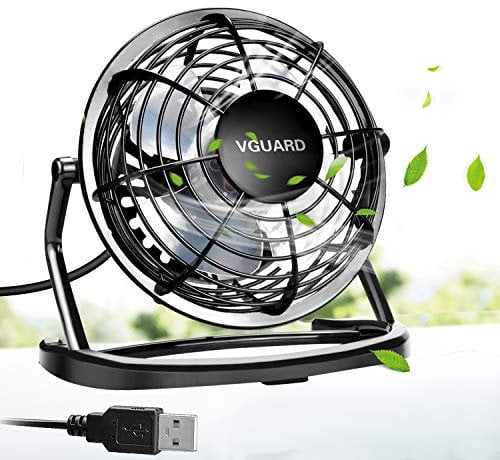 VGUARD Mini Ventilatore USB, 4 Pollici Portatile 360° Girevole Ventilatore da Tavolo Silenzioso Mini Fan Compatibile con Notebook, Computer, PC Desk per la Casa, Ufficio, Campeggio, e Altro - Nero