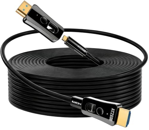 ATZEBE Fiber Optic HDMI Cable -50m, HDMI 2.0 Cable Support Ultra HD 4K@60Hz HDR, High Speed 18Gbps, YCbCr 4:4:4 8bit, 3D, ARC, HEC, CEC, HDCP 2.2 with Dual Standard HDMI and Micro HDMI Connectors