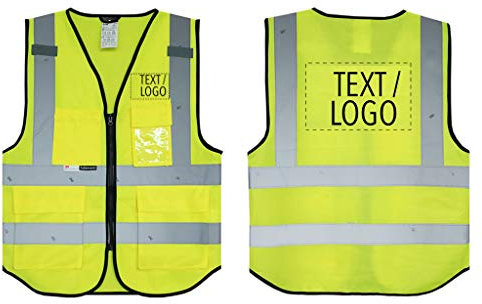 Salzmann Warnweste mit Logoaufdruck - Mit 3M Reflektierendem Material, 4 Vordertaschen und Reißverschluss