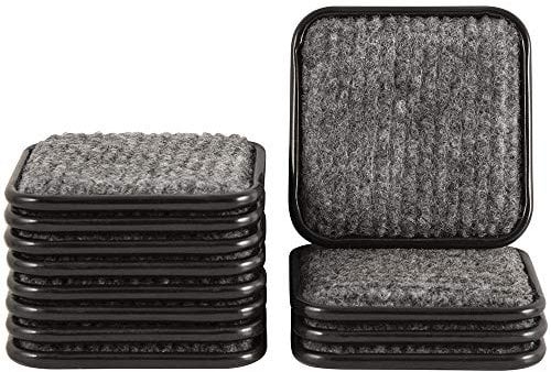 SOFTTOUCH 4292495N 1-3/4 Inch, 12 Pack Carpet Bottom Furniture Caster Cups Square to Protect Hardwood Floors, Brown/Gray