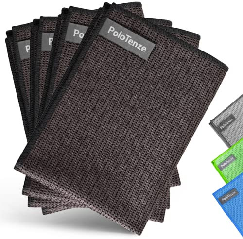 PoloTenze Premium Mikrofaser Trockentuch, Premium Waffeltuch 4 Stück 60x40 cm Taupe, für Glas, Fenster, Fliesen, Küche, Geschirr