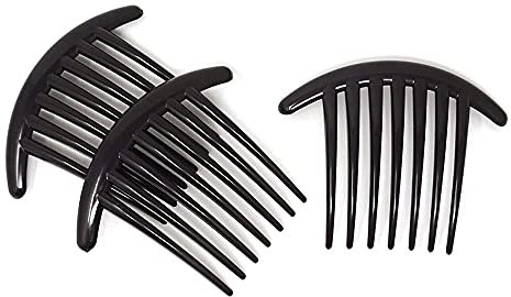 ANCLLO Pettine per capelli a sette denti da donna, con pettine a spirale francese, 2 pezzi, colore: nero