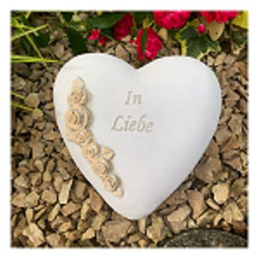 Radami XXL Grabherz Spruch Grabschmuck Grab Herz - In Liebe - ca.1200g Rosenranke Sand