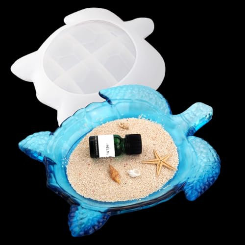 KyeeaDIY Silikonformen Epoxidharz Schildkröte Förmige Tablett Harz Silikonform Schmuck-Aufbewahrungsplatte Resin Gießformen für DIY Obstschale Haus Dekoration (1pc Resin Mold)