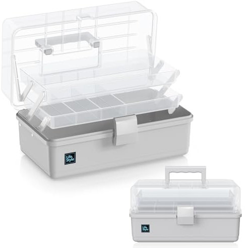 ARJudy Art Supply Storage, scatola per cucito artigianale in plastica a 3 strati con maniglia, scatola per medicinali, attrezzi, cosmetici, penna