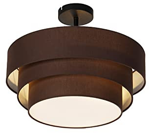 Qazqa - Moderne Deckenleuchte I Deckenlampe I Lampe I Leuchte braun 45 cm 3-flammig - Drum mit Schirm Trio I Wohnzimmer I Schlafzimmer - Textil Rund - LED geeignet E14