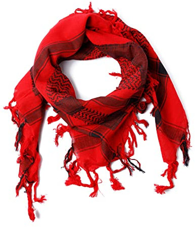 ROCK DADDY Estd 2000 ROCK HARD CLOTHING Halstuch Kopftuch Shemagh Palituch Taktischer Arabischer Arafat Schal Dreieckstuch Palästinenser PLO 100% Baumwolle (Schwarz/Rot)