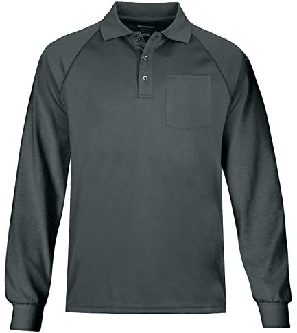 MOHEEN Men's Long Sleeve Moisture Wicking Performance Solid Golf Polo Shirt with Pocket, Dark Grey, XXXXXL