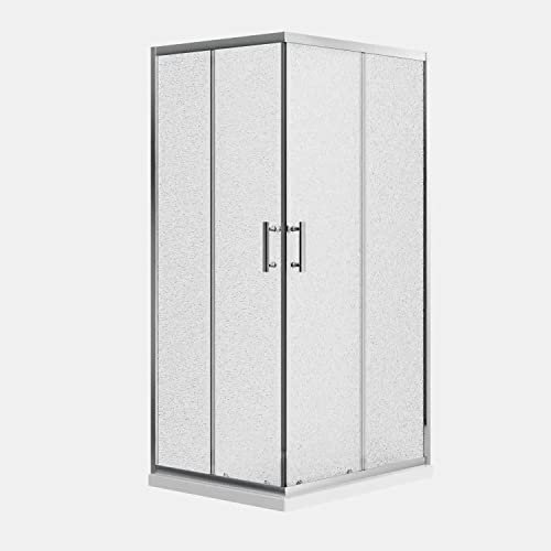 Box doccia 80x100 angolare scorrevole h190 vetro temperato opaco 6mm trattamento anticalcare maniglia in acciaio inox 304 mod. Tenerife