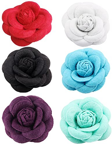 LICHENGTAI 6 Stück Kamelie Brosche Für Damen, Blumen Broschen Boutonniere Pins Für Frau Schals Schnalle Pin Stoff Kunst Stoff Blume Brosche Mode Kleidung Schmuck Accessoires Mädchen Geschenke