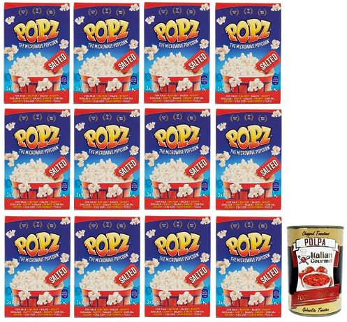 12x Popz Microonde The Microwave Popcorn mit Salz für Mikrowellen 3x90g + Italian Gourmet Polpa di Pomodoro 400g Dose