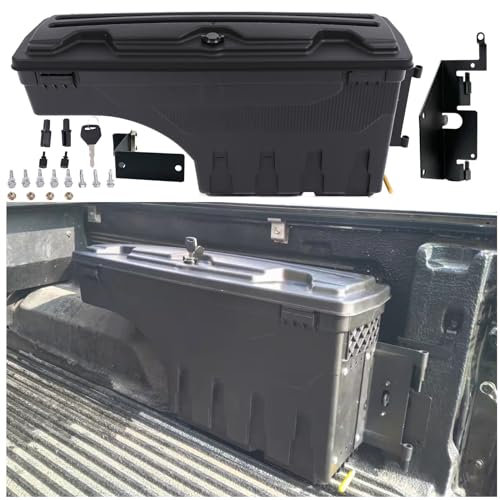 JHCHAN Werkzeugkasten Werkzeugaufbewahrung für Ford Ranger 2012–2022 T6 T7 T8 Wildtrak Zubehör XL XLT Platinum Tremor Raptor, Abschließbare Pickup Truck 180° Swing Case Aufbewahrungsbox (Rechte Seite)