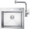 CECIPA 50x45cm Evier Cuisine 1 Bac en Inox avec Robinet Cuisine Douchette Évier Argenté avec Mitigeur Extractible Argenté