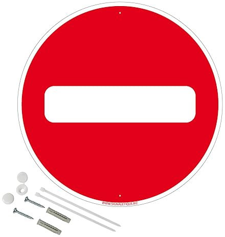 Panneau Sens Interdit Aluminium 2 Mm - Diam. 300 Mm Signalisation Prépercée Avec Kit De Fixation Fabrication Française