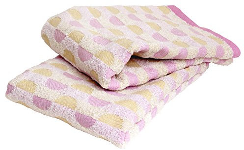 HIORIE Imabari Handtuch, 2-teiliges Badetuch-Set, japanische Handtücher, Rosa, 100% Baumwolle, schnelltrocknend, leicht, Karibikmuster, Größe:59.9x115.8 cm