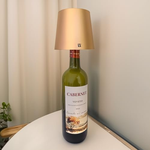 Tundra Home – Tischlampe One-Light Essential, LED, wiederaufladbar, kabellos, Schreibtischlampe für Weinflaschen, Whisky, Gin, Lampenschirm für den Innen- und Außenbereich (Roségold)