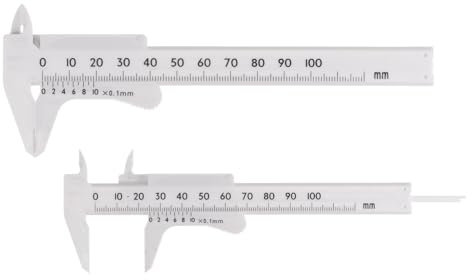 QUARKZMAN 10uds Mini Plástico Calibrador 100mm Métrico Vernier Calibradores Deslizantes Calibre Portátil Regla Medición Herramienta, Blanco