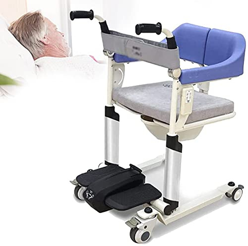 CYMYYDS Patientenstuhl Lift Transfer Rollstuhl, Badezimmer rollstühle mit Abnehmbarem Kissen und Kommode, Toilettenrollstuhl, Duschstuhl, Faltbare Mobile Toilette ältere Behinderte Person