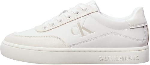 Calvin Klein Damen Cupsole Sneaker Classic aus Leder, Weiß (Bright White/Creamy White), 37