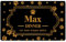 Ferocity Tapis pour gamelles personnalisé avec nom | pour Chiens et Chats | Taille 45 x 75 cm | sous-Couche en Caoutchouc de 4 mm | Motif pour Animaux de Compagnie | Couleur Golden Paws [140]