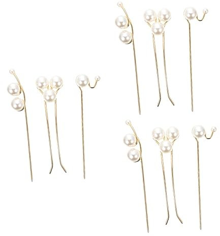 Housoutil 9 Pz forcina di perle bastoncini per in metallo accessori per per donna tiara molletta porta chignon bacchette per perlati semplice tornante