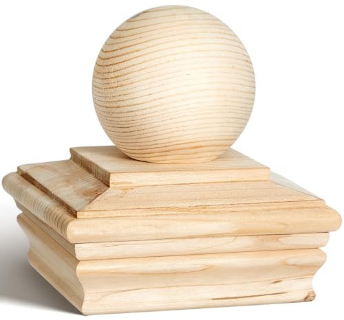 Hosuly 4 x 4 Post Cap (Actual 3 5/8) Fence Wood Post Cap Cedar Ball Top Rot Resistant for Outdoor Wooden Fences