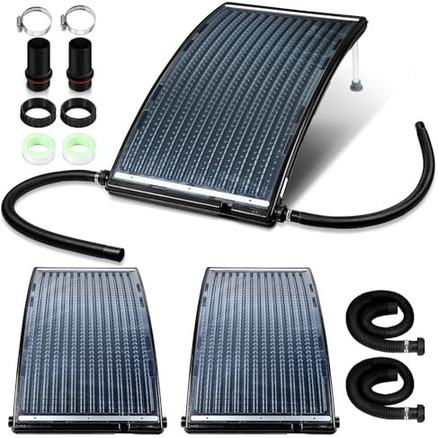 Tysobes Lot de 3 chauffages solaires pour piscine - 110 x 65 x 36 cm - Chauffage solaire 10 000 l/h - Diamètre 38-40 mm - Raccordement solaire de piscine extensible - Panneau solaire pour piscine