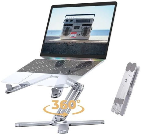 VVGAOGES Laptopständer Mit 360° Drehbarer Basis, Höhenverstellbarer Laptopständer, Ergonomischer Faltbarer Laptop-Riser, Kompatibel Mit iPad Und MacBook/Alle Laptops Bis Zu 16 Zoll (Silber)