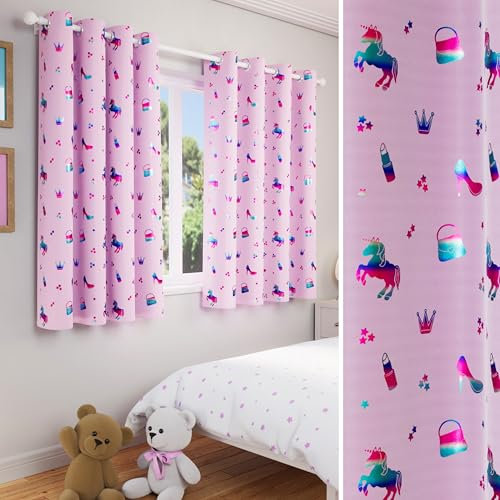 Enhanced Living Charm Kids Curtains for Girls Bedroom, Games Room & Nursery - 66x72 inch (168 x 183cm) - Thermal, Noise Reducing Girls Curtains - 2 x Eyelet Curtain Panels