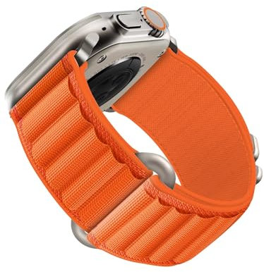 Kompatibel mit Apple Watch Ultra 2/1 Armband, Alpine Loop Ultra Textil Stretch Nylon Sport Strap Geflochtenes für 42mm 41mm 40mm 38mm iWatch Series SE 10/9/8/7/6/5/4/3 Herren Damen,Orange