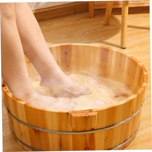 Wooden Pedicure Bowl - Spa Massage Foot Soaking Tub Basin for Home Sauna Care - Remove Dead Skin - 14.2x6.3