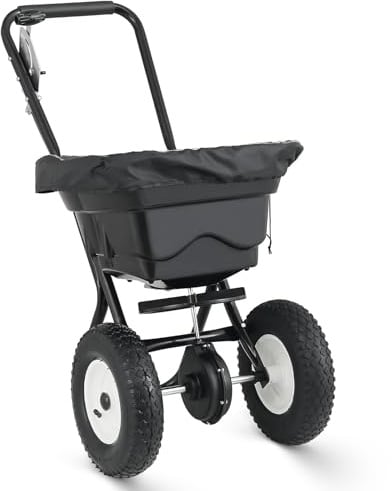 Magshion Walk-Behind Broadcast-Streuer für Grassamen, Salz, Eisschmelze, Dünger, Rasen- und Gartensämaschine (36,3 kg Kapazität)