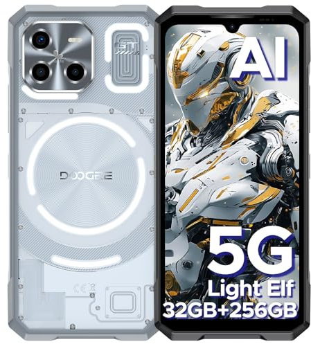 DOOGEE Blade GT 5G Movil Irrompible, Efecto de Luz LED, MTK7050 de 6 NM, 32GB+256GB/2TB,120Hz 6.72'' FHD+, 2025 Telefono Rugerizado Android 14, 48MP+20MP, NFC/Desbloqueo Facial/Huella Dactilar/ WIFI6