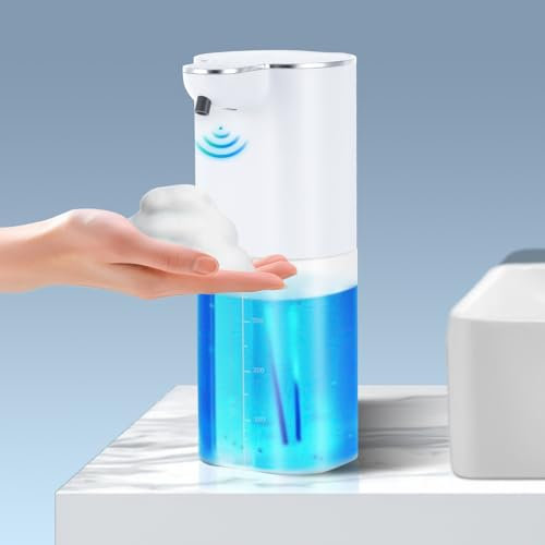 Seifenspender Automatisch, Wandbefestigung Elektrischer Seifenspender 400ml, USB Wiederaufladbar Schaumseifenspender mit Sensor, mit 4 einstellbare Stufen, IPX5 Wasserdicht für Bad, Küche, Büro
