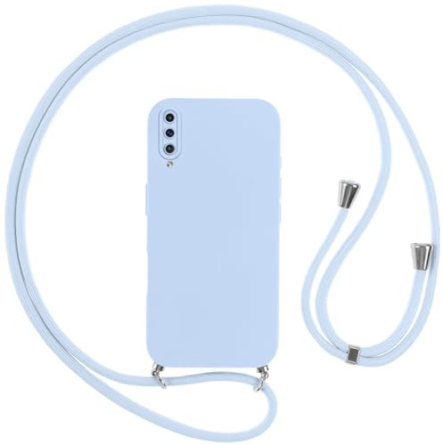 Vauki Handykette Hülle für Samsung Galaxy A50/A50s/A30s mit Band, HandyHülle mit Kordel, Weich Silikon TPU Stoßfest Bumper mit Kette zum Umhängen für Samsung A50, Lanyard-Lila