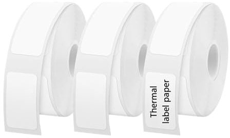 3 Rollen Etiketten Selbstklebend zum Beschriften, 15 x 30mm Etiketten Papier, für D30/Q30/Q31/Q30S, selbstklebend, Thermoetiketten, Klebeband für Haus, Büro, Schule (150 Etiketten/Rolle)