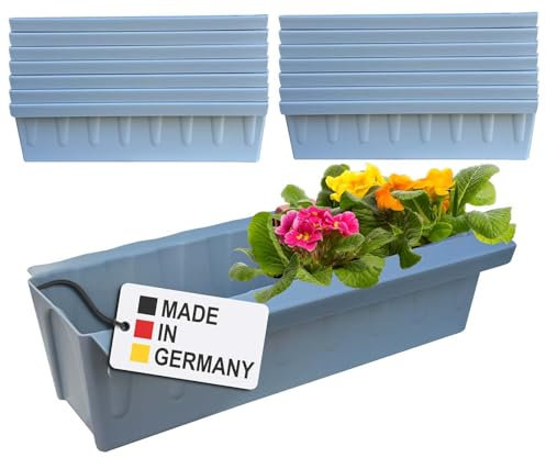 Hossi's Wholesale 12 Euro-Paletten Blumenkästen-Einsätze | mit Hängesystem zum Einhängen | 37,3cm Hellgrau | Pflanzkasten für Europalette Palette | Balkonkasten | Blumentopf | extrem stabil