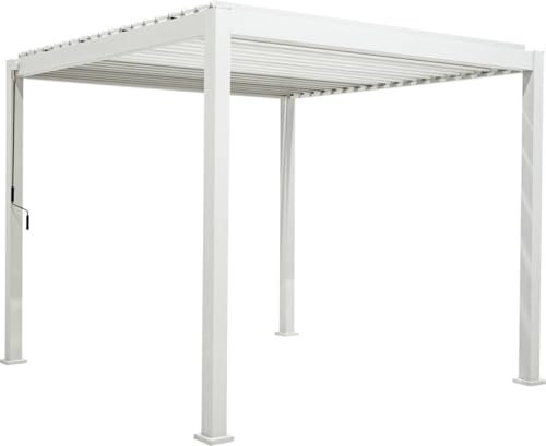 Mirador Auvent classique - 300 x 400 cm - Blanc - Aluminium/Autonome/Auvent de luxe - Tonnelle de jardin/abri de voiture/véranda/pergola
