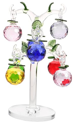 BESTOYARD Crystal Apple Tree Statue Artificial Fruit Decor Home Crystal Apples Tree Ornament