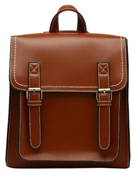 NICOLE & DORIS Vintage Rucksack Damen Anti Diebstahl Rucksack PU Leder Elegant Rucksäcke Schultertasche Cityrucksack Daypack für Arbeit Schule Reise Braun