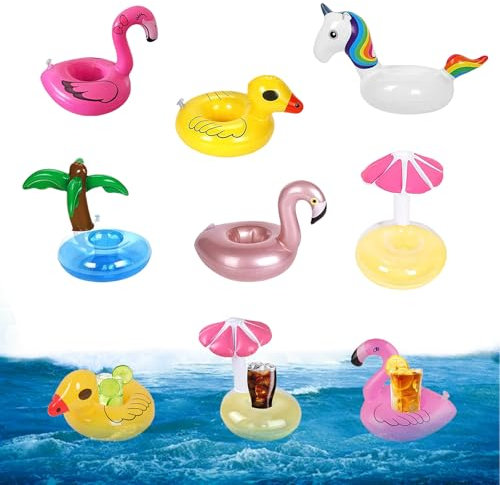 LUMOOM 6 soportes inflables para bebidas, soporte para bebidas flotante, piscina inflable, diseño de flamenco, para piscina, fiesta, fiesta en la playa, adultos y niños (A)