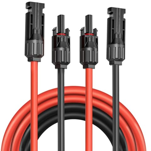 Solarkabel 4mm²/ Verlängerung 4M/ – UV-beständig, TUV, VDE Zertifiziert, mit Solarsteckern, für Photovoltaikanlagen (Rot/Schwarz) (4mm²/4m)