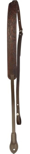 Embossed Leather Mandolin Strap, Brown