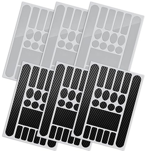 JazRvr 6 Stück Fahrrad Rahmenschutzfolie, Lackschutzfolie Fahrrad, Schutzfolie Fahrradrahmen, Wasserdicht, Carbon-Optik, Transparent und Schwarz