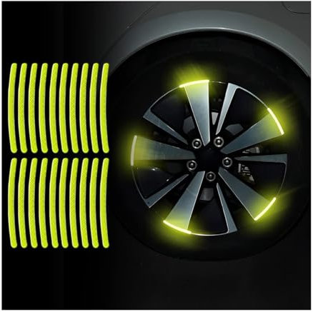 BYCHKA Felgen Aufkleber für Audi A3 Sportback 8P Bj.2008-2013, Reflektierende Nacht Sicherheit Dekoration Streifen Anti-Scratch Selbstklebend Reflektor Aufklebe,Yellow