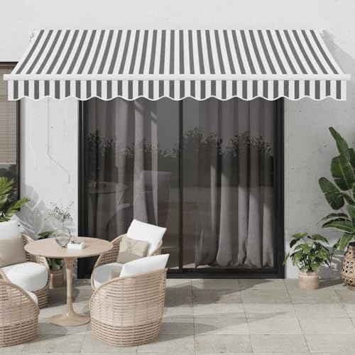 HaoChrymec Markise Einziehbar mit Stoff & Aluminium, Gelenkarmmarkise, UV-Schutz, Sonnenschutz Balkon, Freistehende Markise, 3,5x2,5 m, Anthrazit & Weiß